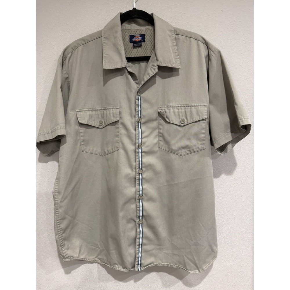 Dickies Mens 2XL Tan Double Pockets Short Sleeve Button Work Shirt Professional